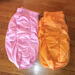 SHEIN Pink and Orange Ruched Womens Shorts